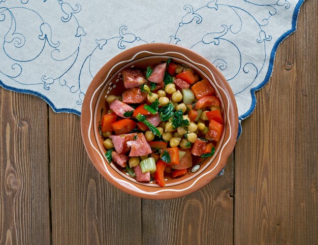 Chickpea chorizo and spinach stew.This stew, like all those in Catalonia.