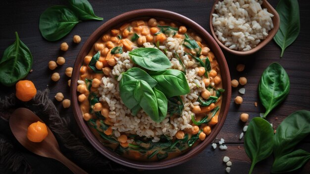 Chickpea curry met spinazie