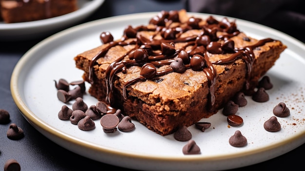 Foto chickpea-eiwitbrownies op een bord