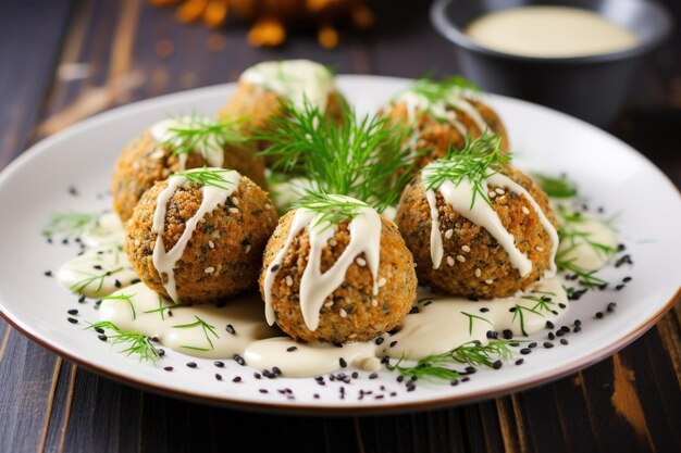 Chickpea falafel balls with tahini sauce