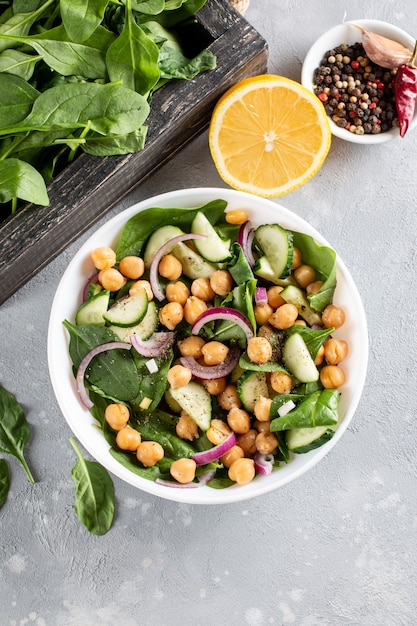 A Chickpea (Garbanzo Bean) Salad on a plate