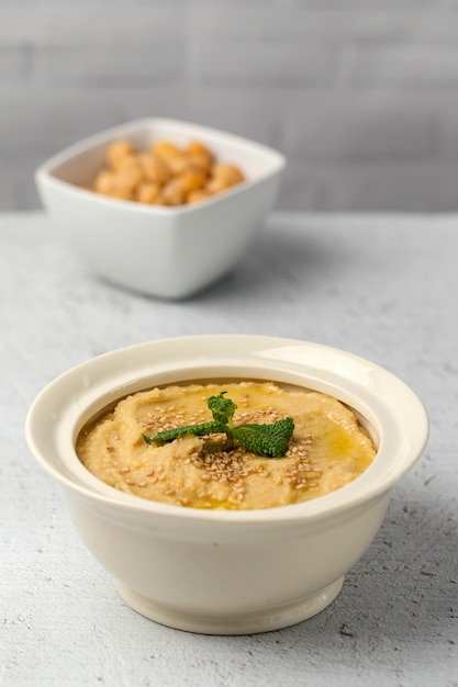 Chickpea humus made at home