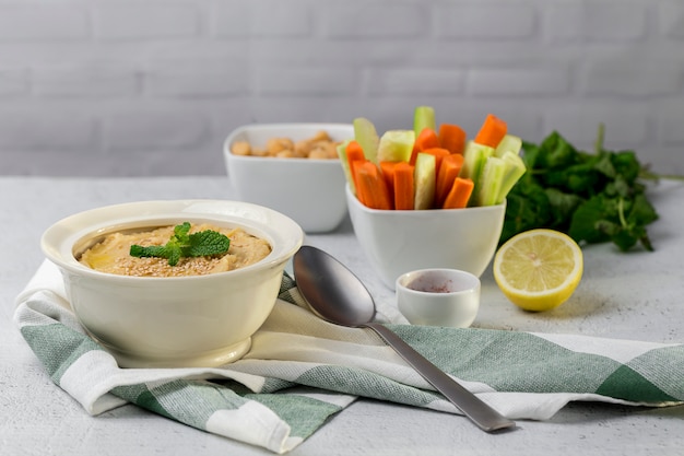 Chickpea humus made at home