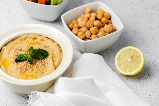 Chickpea humus made at home