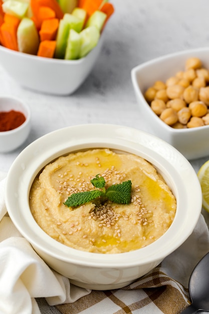 Chickpea humus made at home