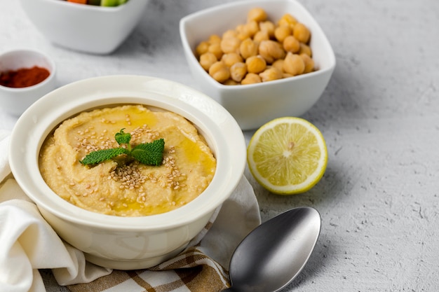 Photo chickpea humus made at home