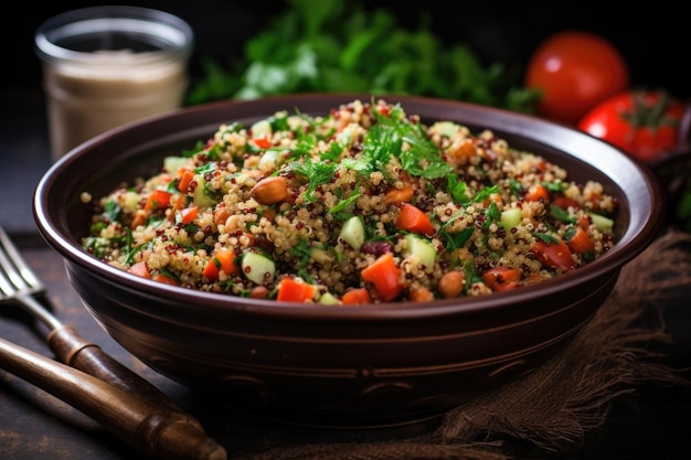 Chickpea and quinoa salad in a bowl