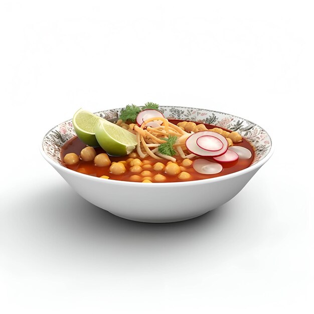 Chickpea soup in a bowl on a white background