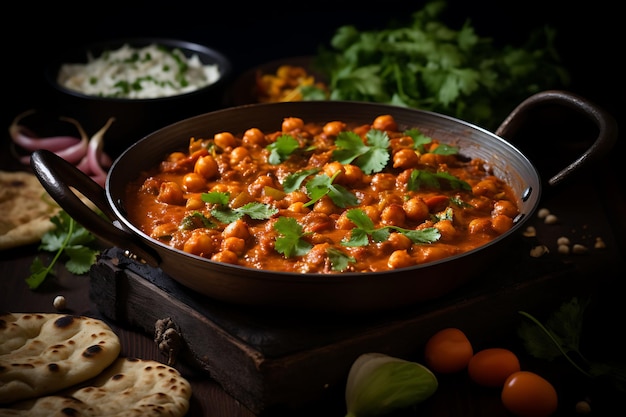 Chickpea tikka masala indian food photography