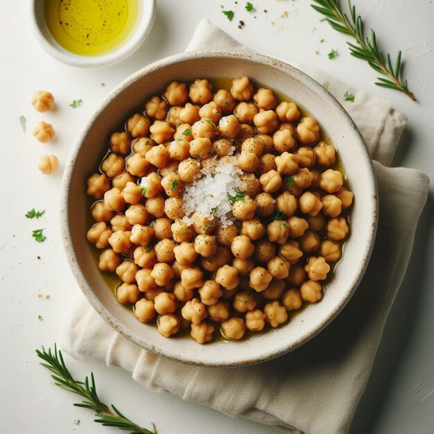 Photo chickpeas white background