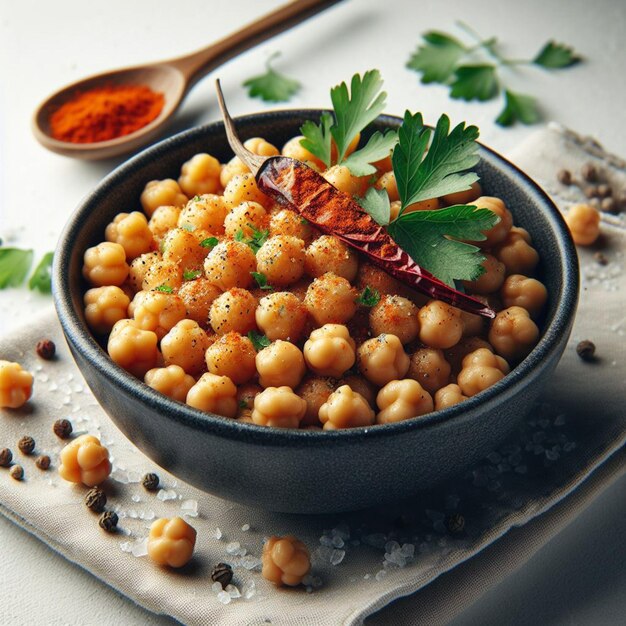 Photo chickpeas white background