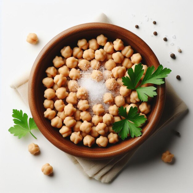 Photo chickpeas white background