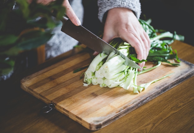 Photo chicory catalogna raw italian leaf