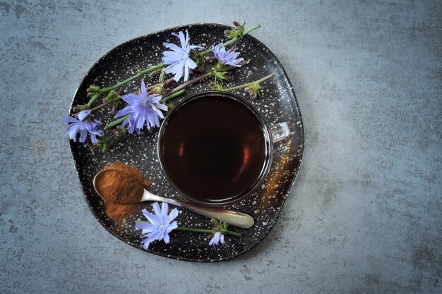 Chicory in a cup Chicory flowers