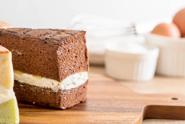 chiffon cake on table