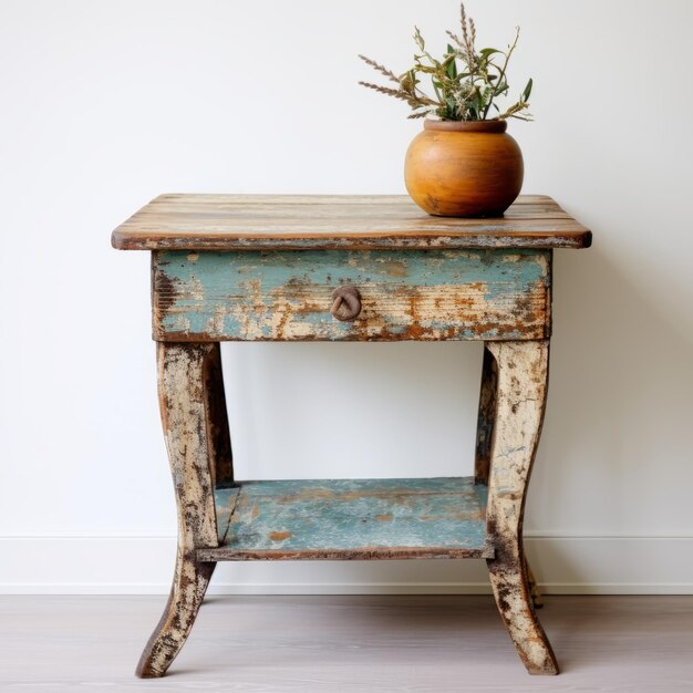 Photo chiffon side table rustic vintage charm with distressed surfaces