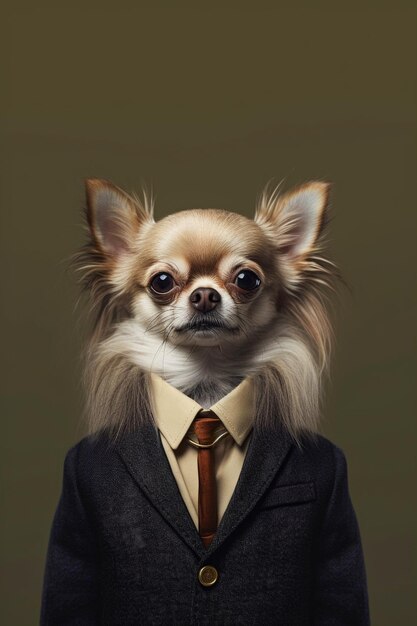 Chihuahua breed dog wearing a suit breed dog wearing a suit