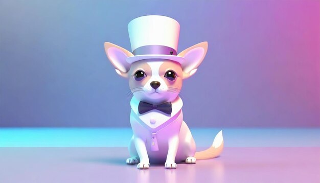 Photo a chihuahua cat wearing a top hat