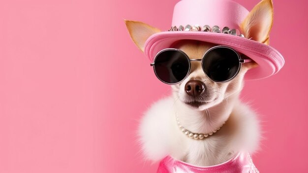 Photo chihuahua dog in glam