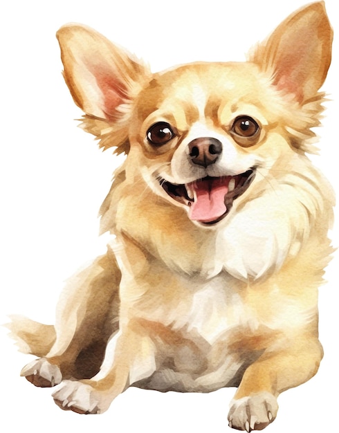 Chihuahua dog lying watercolor isolated on white