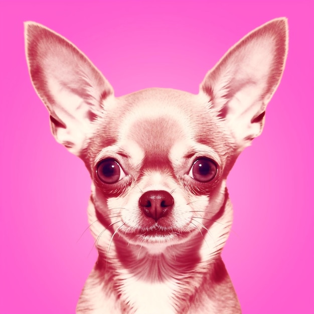 Photo chihuahua dog on pink background generative ai