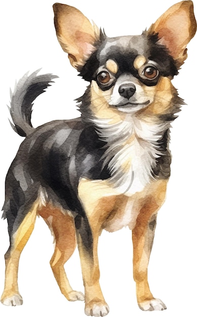 Chihuahua dog standing watercolor isolated on white