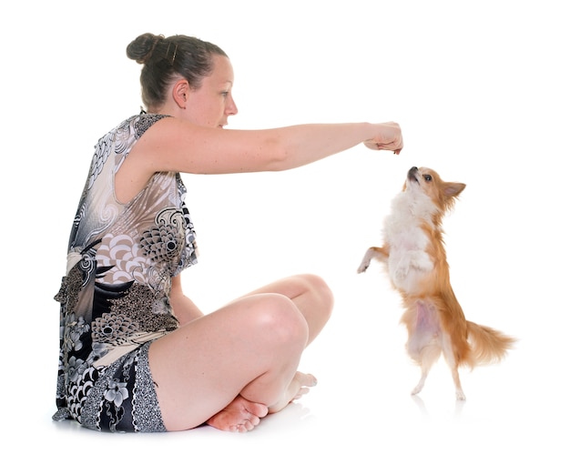 chihuahua en vrouw