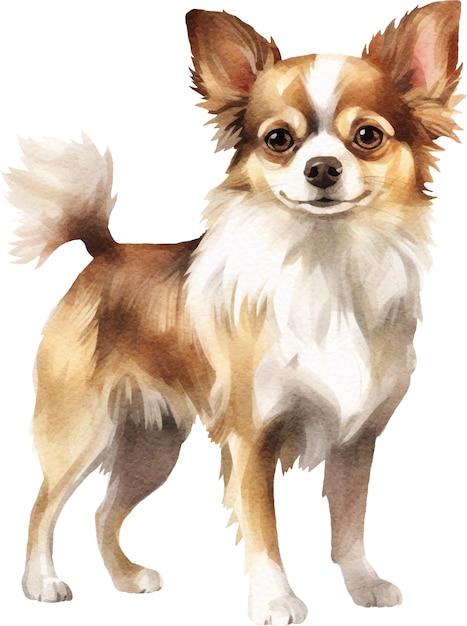 Chihuahua hond staande aquarel geïsoleerd op wit