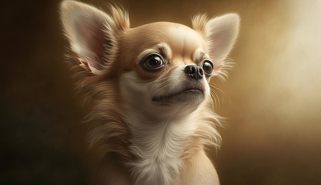 A chihuahua is shown in a painting by person.