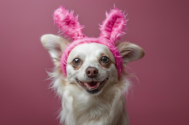 Chihuahua with pink bunny ears