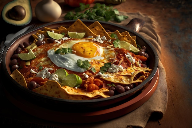 Photo chilaquiles mexican cuisine popular dish