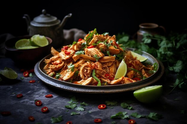 Chilaquiles served with a side of spicy salsa