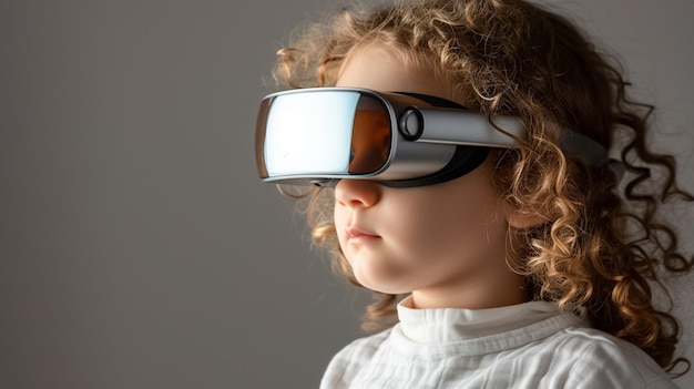 child 3 years old with virtual reality sunglass