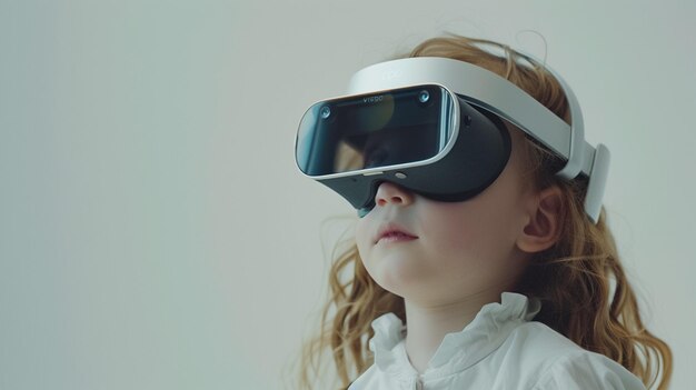 child 3 years old with virtual reality sunglass