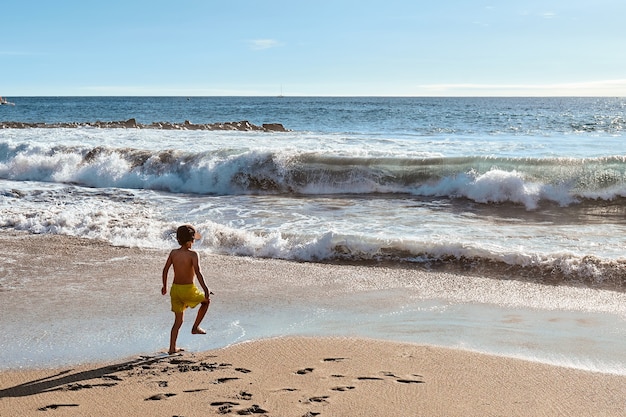 Child on the beach by the sea