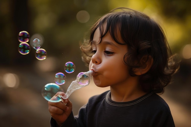 A child blowing bubbles Generative AI