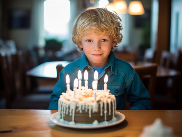 생일 케이크에 촛불을 끄는 아이