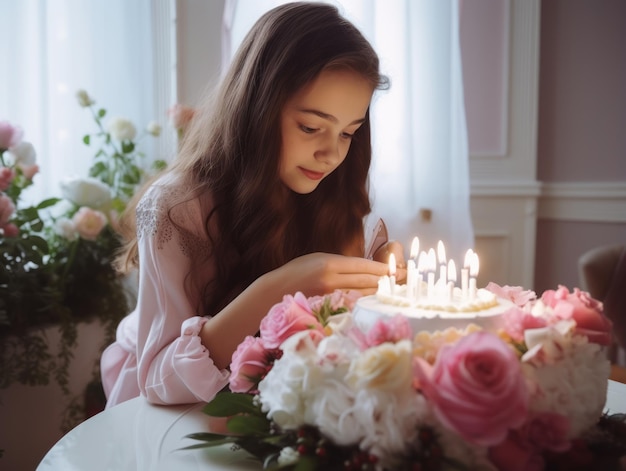 Child blowing out the candles on their birthday cake