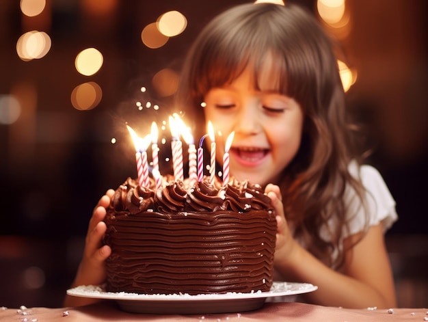 Child blowing out the candles on their birthday cake