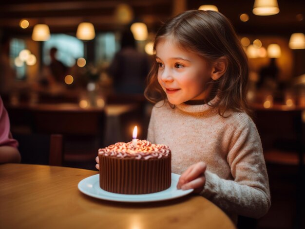생일 케이크에 촛불을 끄는 아이