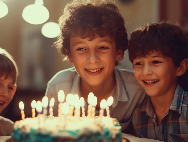 Child blowing out the candles on their birthday cake