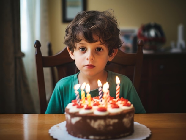 생일 케이크에 촛불을 끄는 아이