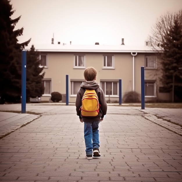 Foto bambino che va a scuola elementare