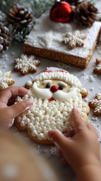 Child Decorating Santa Sugar Cookie