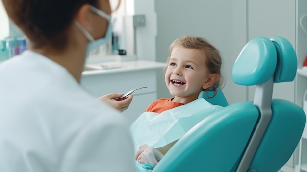 Child in dentist cabinet Illustration AI GenerativexA