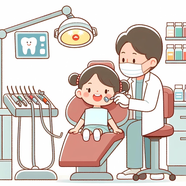 child at the dentist dental treatment kind doctor illustration