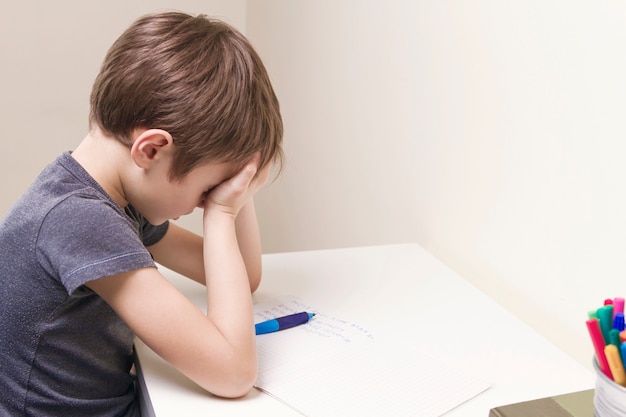 Child doing homework at home