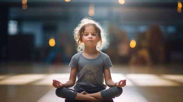 Photo child doing solo yoga