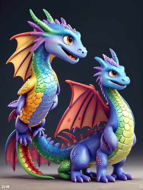 child dragon behind parent dragon