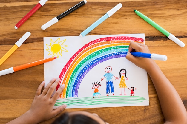 Kids Drawing and Pencils stock photo. Image of happy - 53657220